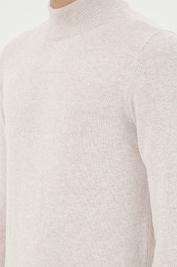 Erkek Slim Fit Yar_m Bal_k__ Yaka Ta_ Melanj Basic Kazak