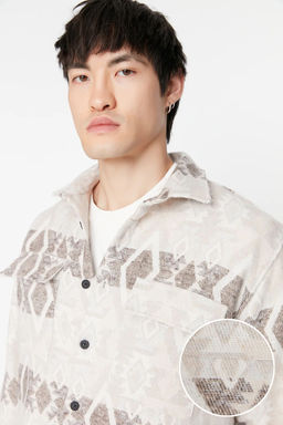 TRENDYOL MAN Ekru Unisex Regular Fit Cift Cep Kapakl? Etnik K?sl?k Oduncu Ceket Gomlek TMNAW23GO00119 - Trendyolmilla фото 5