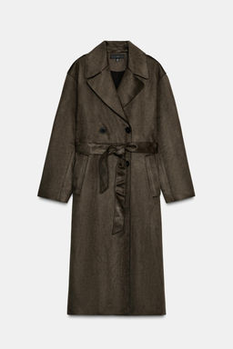 LONG FAUX SUEDE TRENCH COAT - Zara фото 9