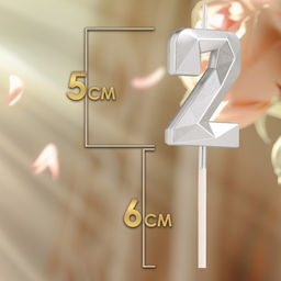 Цена за 3 шт. Свеча в торт на шпажке «Алмаз», цифра 2, серебряная, 5×2.6 см