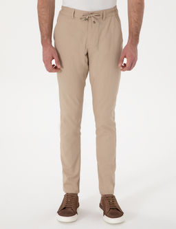 Bej Slim Fit Keten G_r_n_ml_ Kanvas Pantolon