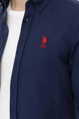 Мужская темно-синяя базовая рубашка с длинным рукавом Неожиданная скидка в корзине - U.s. polo assn фото 7