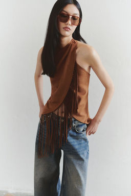 Trendyolmilla Limited Edition Kahverengi Regular Halter Yaka Boyundan Baglamal? Yelek TWOSS25YE00079 фото 2