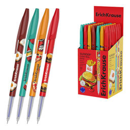 Цена за 2 шт. Ручка шар. ErichKrause "Slender Stick Cheat Meal" (65368) синяя, 0.7мм, корпус с рисунком в ассорт.