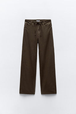 FLOWING DENIM-EFFECT TROUSERS - Zara фото 5