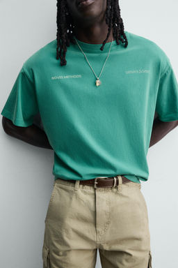 CAMISETA RELAXED FIT ESTAMPADOS LAVADOS / Verde claro