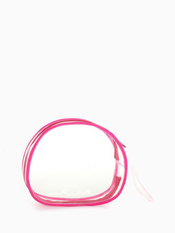 Цена за 2 шт. Косметичка на молнии для бассейна, с ручкой, маленькая, малиновая/прозрачная