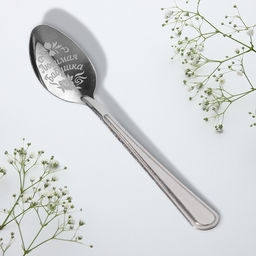 Цена за 3 шт. Ложка чайная с гравировкой Любимая бабушка, h=14 см