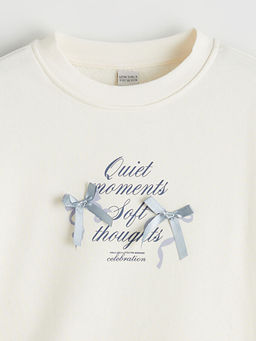 Толстый свитшот с принтом для девочек с круглым вырезом