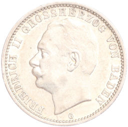 Монета 2 марки 1913 года G Германия (Баден)