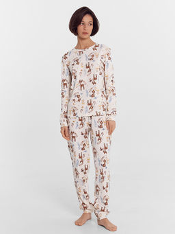 Комплект женский (джемпер, брюки) молочный с оленятами - Mark formelle фото 2