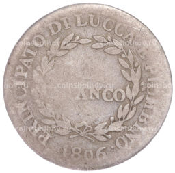 Монета 1 франк 1806 года Лукка и Пьoмбино