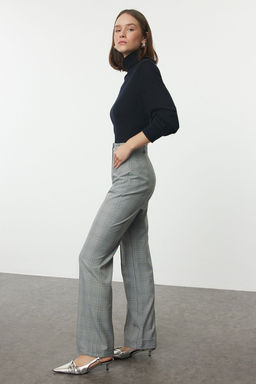 Gri Ekose Straight/Duz Kesim Dokuma Pantolon TWOAW25PL00085 - Trendyolmilla фото 2