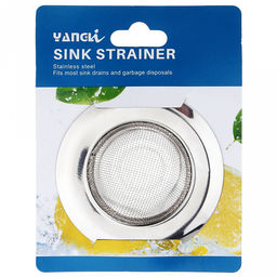 Пробка-сетка для раковины из нержавеющей стали "Сетка №2" д9,6см, h3см, на картоне (внутренний д5,2см) (Китай)