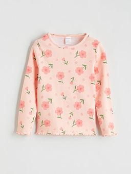 Bisiklet Yaka ?i?ekli K?z Bebek Ti??rt