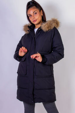 Зимняя удлиненная парка с капюшоном натуральный мех арт.617