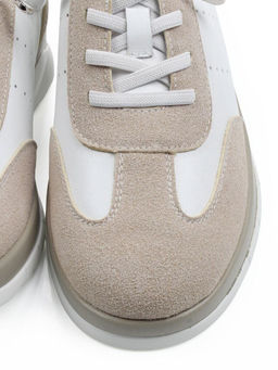 03-YA486-3 WHITE/BEIGE Кроссовки женские (натуральная кожа, натуральная замша)