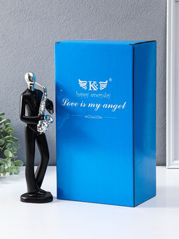 Сувенир полистоун "Саксофонист" чёрный с серебром 7х8,5х27,5 см