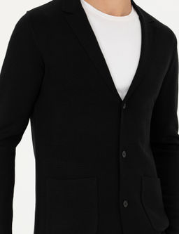 Черный трикотажный кардиган приталенного кроя с v-образным вырезом - Cacharel фото 6