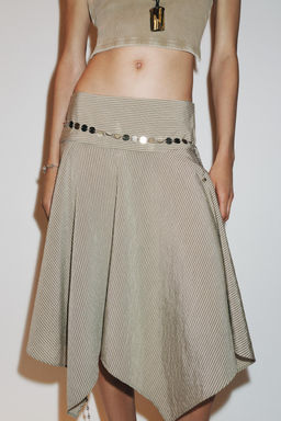 STRIPED ASYMMETRIC BELT MIDI SKIRT - Zara фото 8