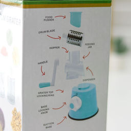 Овощерезка барабанная механическая Доляна Mandoline Slicer, 3 насадки, зелёная