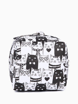 Цена за 3 шт. Мини косметичка на молнии подвесная, с принтом, для мелочей, прокладок, белый/чёрный