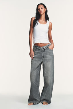 JEANS WITH FOLDED WAISTBAND TRF MID-WAIST - Zara фото 12