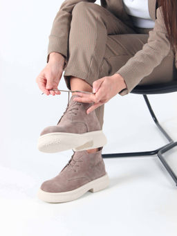 Ботинки 308.агатаw. капучино замш/Байка