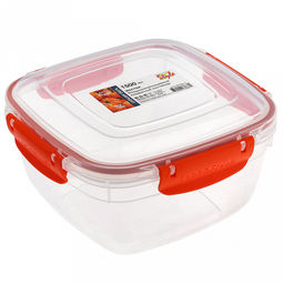 Контейнер для продуктов пластмассовый Мастер 1,5л, 17х17х9,5см, квадратный, с клипсами, воздухонепроницаемый (герметичный), съемный силиконовый уплотнитель, подходит для СВЧ, цвета микс (Россия) - Домашняя мода фото 2