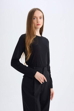 Туника-футболка с длинными рукавами стандартного кроя - Defacto фото 3