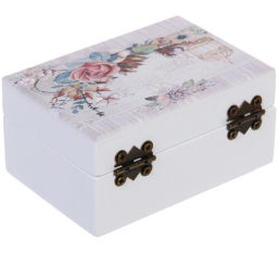Шкатулка деревянная с зеркалом "МАРЦИПАН", нежные лепестки роз, 9.5*6.5*5см (в коробке)
