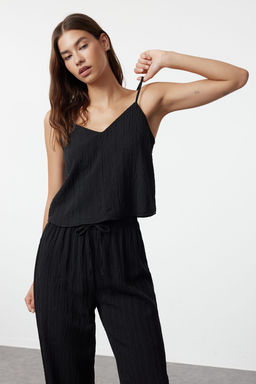 Trendyolmilla Siyah Baglama Detayl? Ip Ask?l? Dokuma Pijama Tak?m? THMSS24PT00402 фото 9