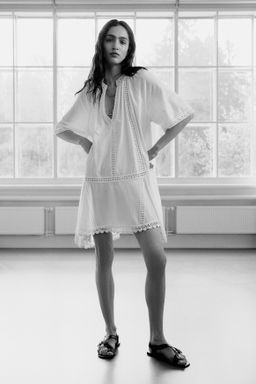 Vestido de algod?n con inserciones de encaje - H&m фото 5