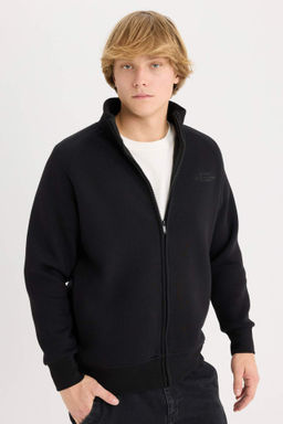 Boxy Fit Dik Yaka Bask?l? Ici Yumusak Tuylu Fermuarl? Sweatshirt - Defacto фото 2