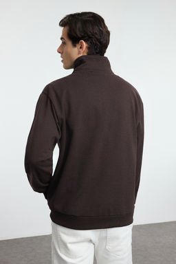 TRENDYOL MAN Lacivert Oversize/Genis Kesim Dik Yaka Fermuarl? Etiketli Ici Polarl? Sweatshirt TMNAW25SW00168 - Trendyolmilla фото 27