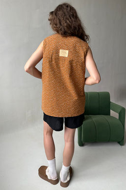 Жилет стеганый HOME109/01/Коричневый, белый