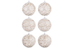 Набор 6 новогодних шаров 9,5*9,5 см Полоски шампань - Elan gallery фото 11