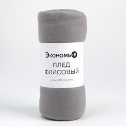 Плед флисовый «Экономь и Я», 150×200 см, плотность 160 г/м², светло-серый