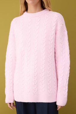 Pembe Yumusak Dokulu Genis Kal?p Triko Kazak TWOAW26KZ00135 - Trendyolmilla фото 3