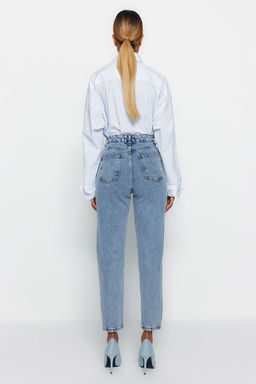 Siyah Yuksek Bel Mom Jeans TWOSS23JE00067 - Trendyolmilla фото 16