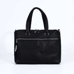 Сумка-тоут на молнии, 2 наружных кармана, цвет чёрный