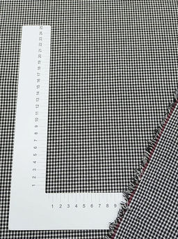 Пестрядь Мелкая белая клетка цв.черный, ш.1.45м, хлопок-95%, п/э-5%, 145гр/м.кв - Купава фото 4