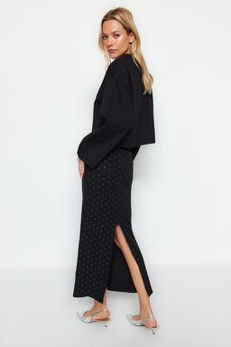TRENDYOLMILLA Siyah Yap?st?rma Tas Midi Orme Etek TWOAW24ET00243  фото 4