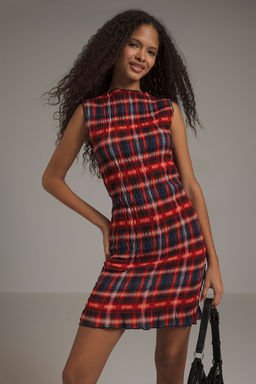 Cok Renkli Soyut Gipeli Mini Fitted/Vucuda Oturan Gipeli Esnek Orme Elbise TWOSS25EL00675 - Trendyolmilla фото 2