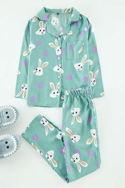 Cok Renkli Tavsan Desenli K?z Cocuk Mini Me Anne K?z Pijama Tak?m? Alt Ust Tak?m TKDAW25PT00011 - Trendyolmilla фото 3