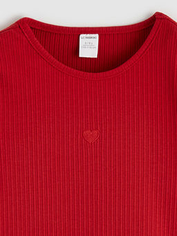 Bisiklet Yaka Kalp Nak??l? K?z ?ocuk Ti??rt