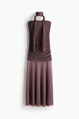 Vestido drapeado de malla