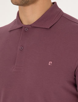 Mor Slim Fit %100 Pamuk K_vr_lmaz D__meli Polo Yaka Basic Ti__rt