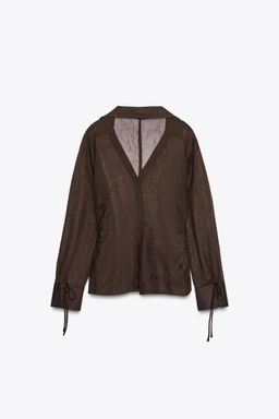 SEMI-SHEER SHIRT WITH TIES - Zara фото 9