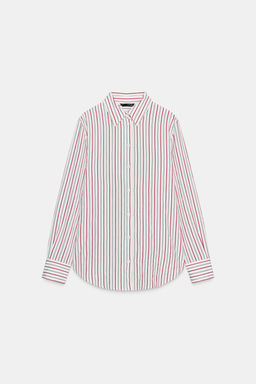 STRIPED OVERSIZE POPLIN SHIRT - Zara фото 6